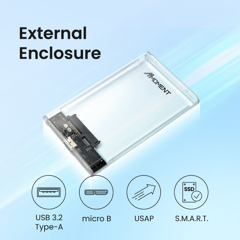 ME26 SATA III Transparent Enclosure-Moment Semiconductor, Inc.