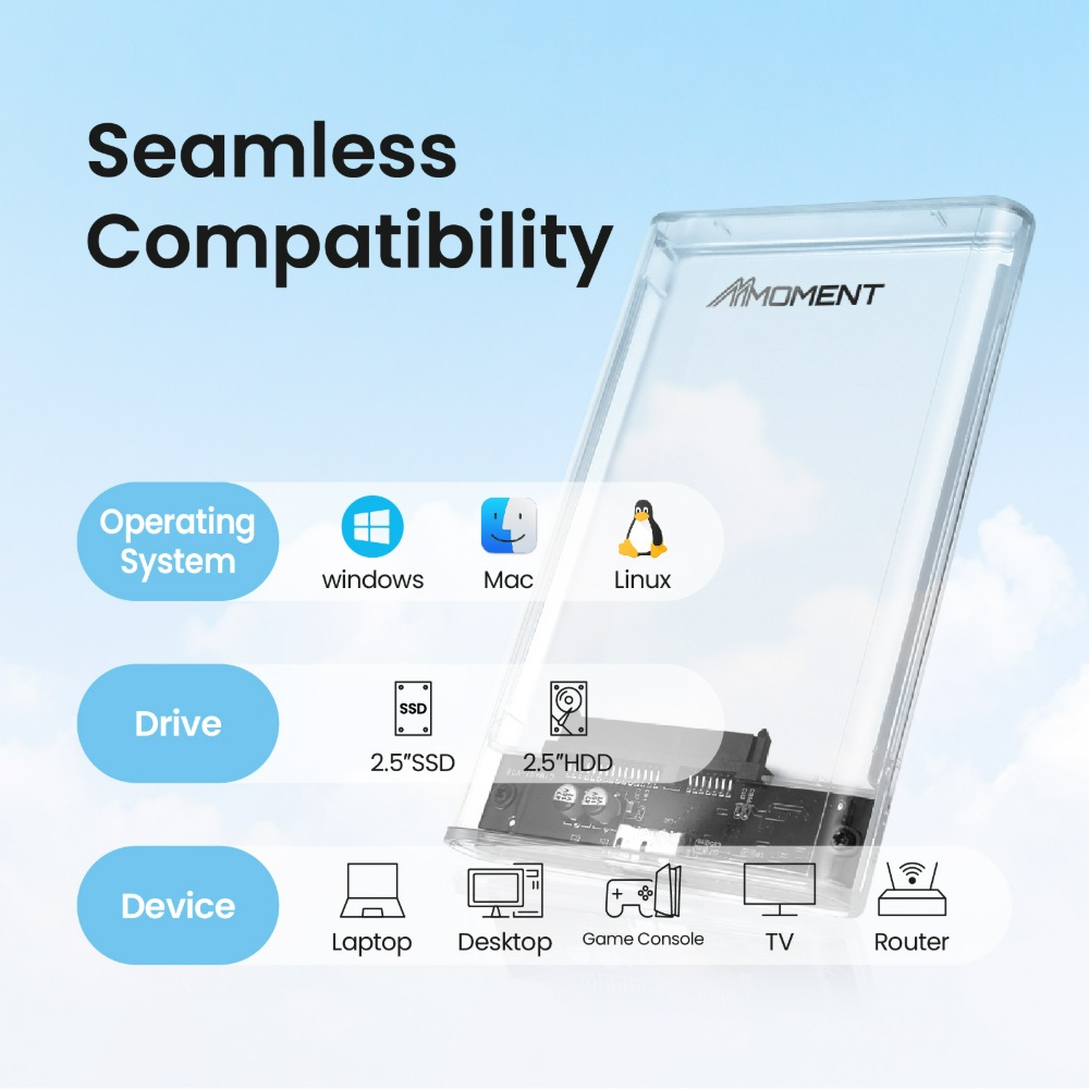 ME26 SATA III Transparent Enclosure-Moment Semiconductor, Inc.